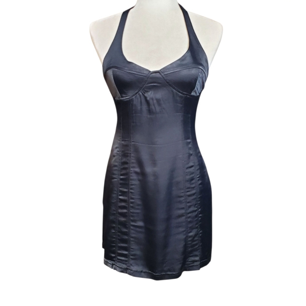Zara Womens Black Backless Halter Mini Dress Size Medium